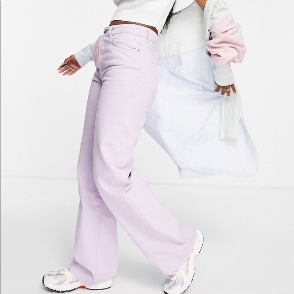 Stradivarius 90s Dad Jeans In Lilac - Picture 2 of 7